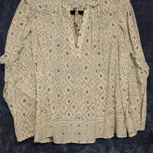 Ulla Johnson Cream and Gold Patterned Blouse